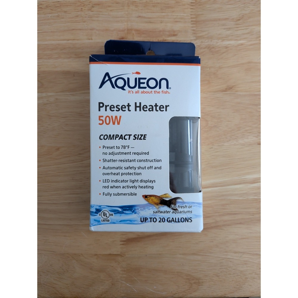 Aqueon Preset Heater 50W Submersible Aquarium Heater for Up to 20 Gallons